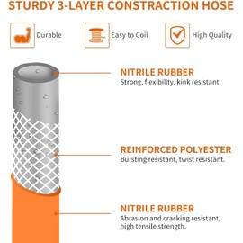 Aain 5/8" x 50ft Heavy Duty Rubber Garden Hose - UV Resistant, Anti-Kink & Leak-Proof with Brass Fittings, All-Weather Flexible Water Hose for Outdoor, Garden, RV, Boat, Car Washing (Orange)