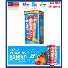 Mezcla de bebidas energéticas saludables Zipfizz, 30 tubos sabor selecto CERO AZÚCAR