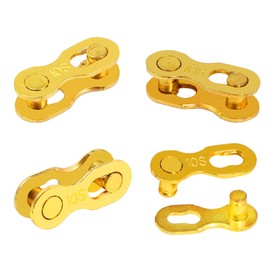 Hyamass 4 Pairs Bicycle Missing Link 10 Speed Chain Reusable Steel Bike Chain Link (Gold)