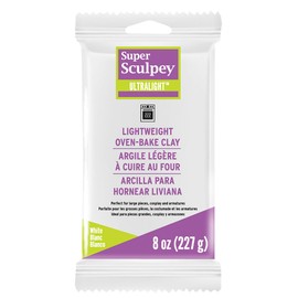 Sculpey Polyform Super Sculpey Ultralight White, Lightweight, Non Toxic. Soft, Sculpting Modeling Polymer clay, Oven-bake clay, 8 oz bar. Great for all advanced sculptors, artists and cosplayers.