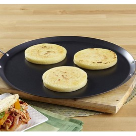 IMUSA USA 9" Nonstick Carbon Steel Small Round Comal with Metal Handles