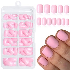 Lifextol 120PC Pink Square Press on Nails Short Fake Nails Press ons with Adhesive Tabs, 12 Sizes Square Nails Tips Short Acrylic Nails Press on Nails Petite Stick on Nails Artificial Fingernails