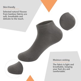 SERISIMPLE Viscose Bamboo School Socks Ankle Super Soft Kids Socks Stretch Cuffs Athletic Socks Odor Resistant Anti-odor 5 Pairs (Medium, Dark grey)