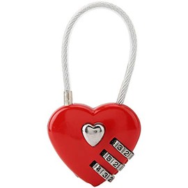 Bloqueo de código en forma de corazón tamaño pequeño compacto con combinación de código de 3 dígitos para equipaje, mochila, joyero, casillero de pasillo(red)