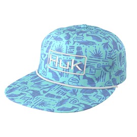HUK Rope, Unstructured Adjustable Fishing Hat for Men, Tiki Beach-Marine Blue