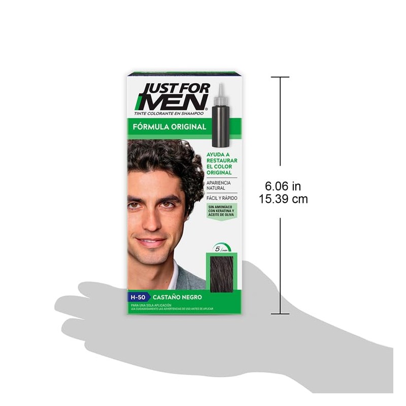 Just For Men Shampoo Tinte Cubre Canas, Castaño Negro H50,