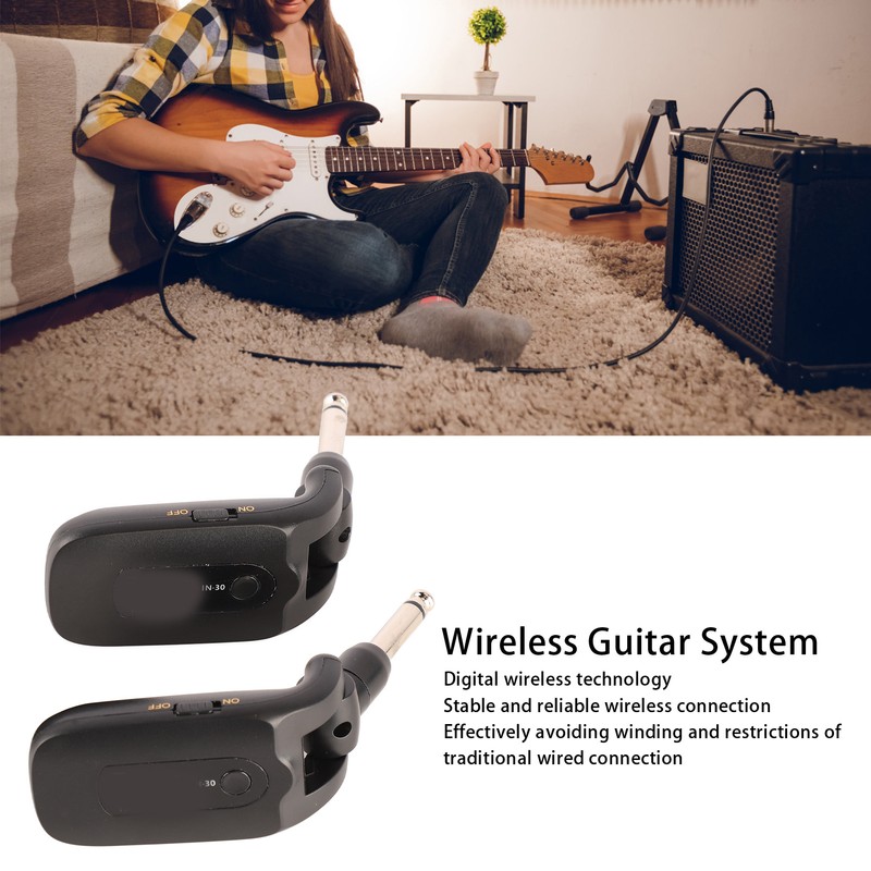 Wireless Guitar System Rechargeable Audio Transmitter Receiver for Electric Bass