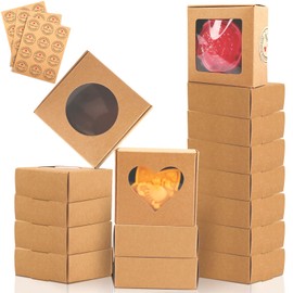 Moukiween 30 Pcs Soap Boxes for Homemade Soap,2.95 X 2.95X 1.18 Inch Soap Boxes with Window,Kraft Soap Packaging Boxes Supplies（Brown）