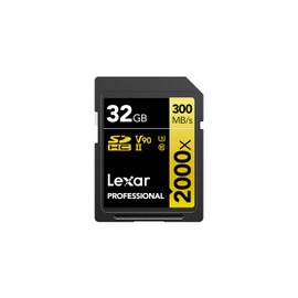 Lexar Professional 2000x SD Card 32 GB, SDHC UHS-II Memory Card without Reader, Up to 300 MB/s Read, for DSLR, Cinema Quality Video Cameras (LSD2000032G-BNNAG)
