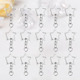 Operitacx 48 Pcs Star Shaped Key Chain, Zinc AlloyKeychain with Flat Ring, Metal Keyring for Women, Friends, Christmas, Birthda