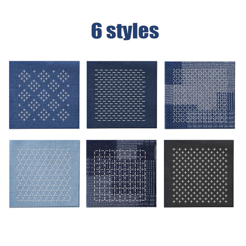 Sashiko Set, Soluble Sashiko Stencil, Sashiko Yarn and Needles, Sashiko
