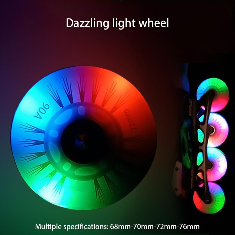 8 Pcs Inline Skate Wheels with 16 Bearings LED Light