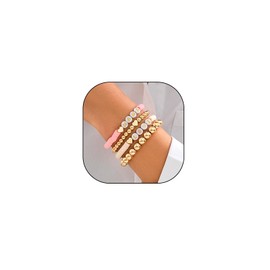 GIGB PBDK Multicolor Stacking Layered Stretch Mama Bracelets Set,Aesthetic Clay Bead Elastic Bangle Set for Women,Charming Jewelry Gift for Mother's Day (C3)