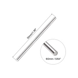 TA-VIGOR 20Pcs 2mm x 50mm Stainless Steel Round Rods, Metal Solid Round Shaft Rods Lathe Bar Stock for DIY Crafts Car Helicopter Airplane Model