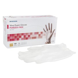 McKesson Vinyl Exam Gloves, Non-Sterile, Powder-Free, XL, 100 Count, 1 Box