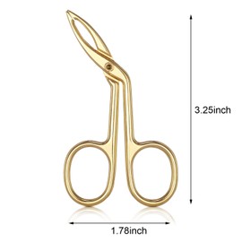 Hicarer 3 Pcs Eyebrow Tweezers Scissor for Women Facial Hair Handle Straight Tip Scissor Shaped Eyebrows Tweezers for Hair Plucker Remover Eyebrows Care Wig Plucking for Women Men(Gold Plated)