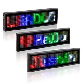 Bluetooth Led Name Badge, Wireless Rechargeable LED Name Tag Scrolling Message Display Programmable LED Signs with Magnet and Pin(Mixcolor)