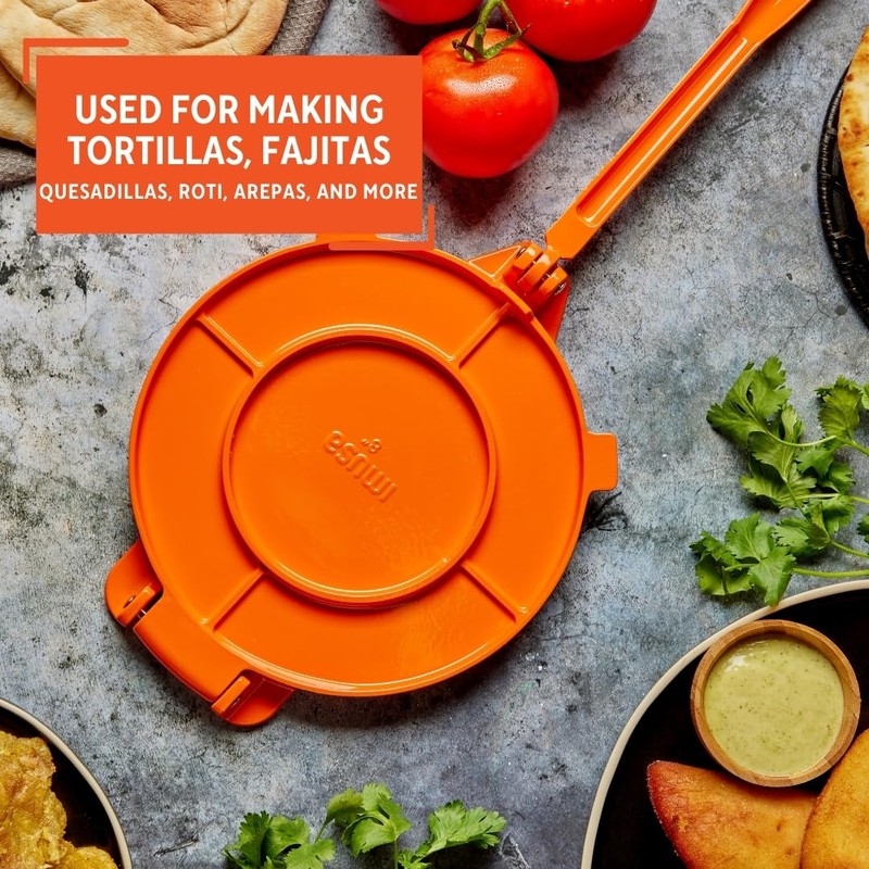 IMUSA USA Aluminum Tortilla Press 8-Inch, Orange
