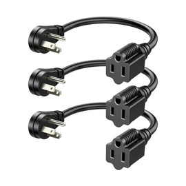DEWENWILS 1FT Short Extension Cord, Flat Head Extension Cord Indoor with 3 Prong, Low Profile Power Cable SJT 14 AWG Flexible Power Cord for Home Kitchen, ETL Listed, 3 Pack