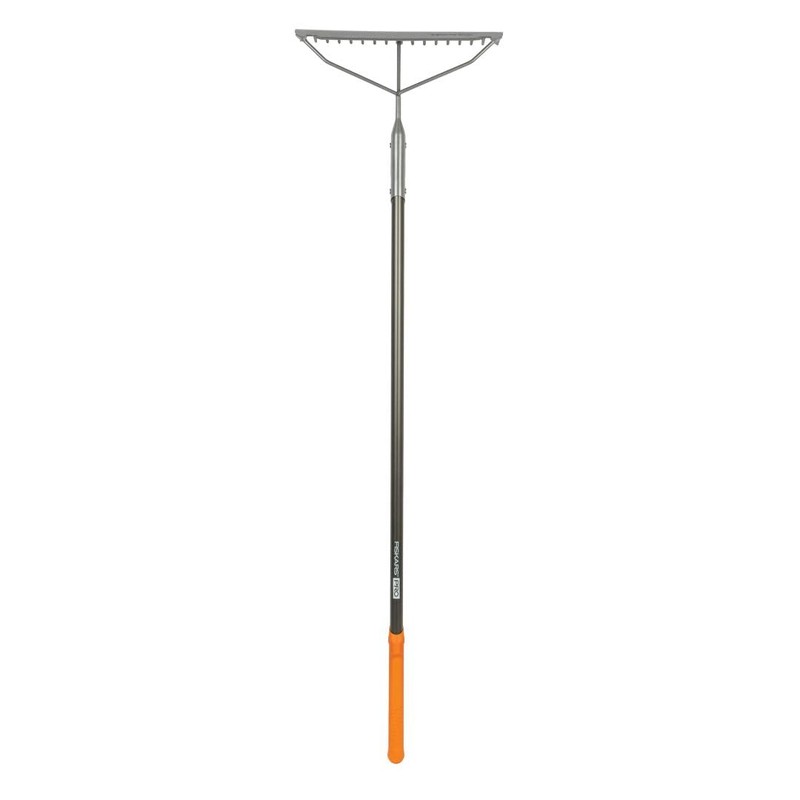 Fiskars 60" Pro Garden Rake for Soil with Lightweight Aluminum
