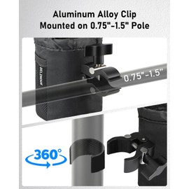 Belinous Motorcycle Cup Holder with 0.75"-1.5" Alligator Clamp, Drink Holder up to 24oz with Mesh Pockets, Universal Water Bottle Holder for Motorcycle, Bicycle, ATV, Wheelchair, e-Bike, Boat (Black)