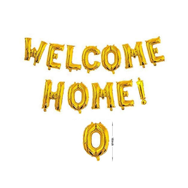 AnnoDeel 16inch WELCOME HOME Letter Balloons, Gold Alphabet Foil Mylar
