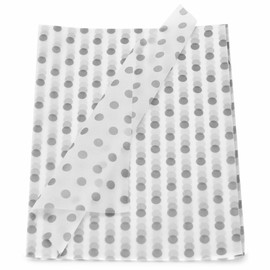 PMLAND Premium Gift Wrapping Tissue Paper - White Metallic Silver Dot - 20 x 14 Inches - 60 Sheets