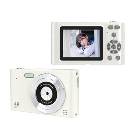 Juinteo Digital Camera, 1080p High Resolution, HD Recording, 2.4"" LCD, 16x Zoom, Built-In Flash, Anti-Shake Shooting, Slow-Motion, Time-Lapse, Metal Material, Wear and Fall Resistant (White)