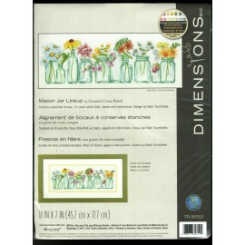 Dimensions 35310 Mason Jar Lineup Counted Cross Stitch Kit 14 Ct. White Aida NIP