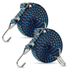 LCYOUTH Cargo Elastic Cord Fastening Cord Belt Set of 2, Length 0.6 ft (2 m), Width 1.2 inches (30 mm), Free Stretch, Includes Metal Hooks, Elastic Band, For Securing Luggage for Motorcycles,
