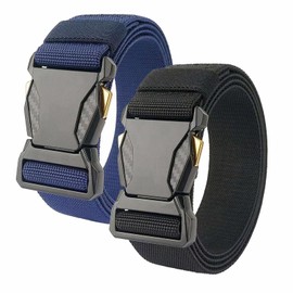 2 Pcs Men Tactical Belt Adjustable Utility Belt Everyday Carry Military Belt Paramedic Belt Nylon Tactical Belts for Men Uk Suitable for Work Outdoor Sports and Daily Leisure Use(Black Dark Blue)