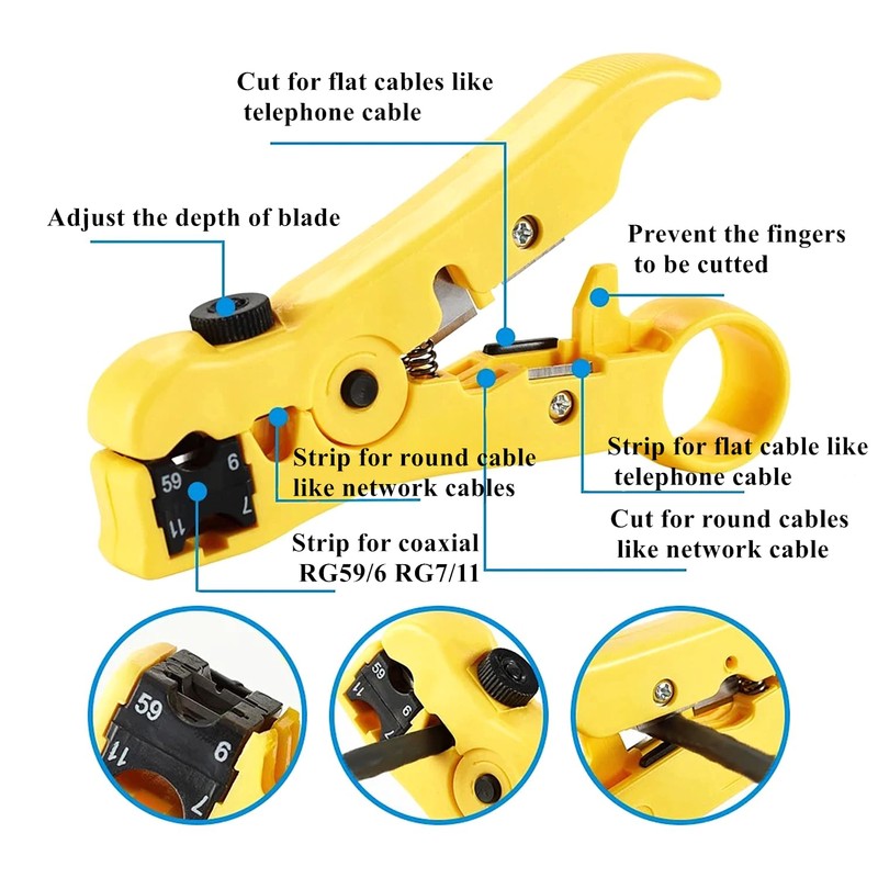 Gaobige Coaxial Cable Crimping Tool Kit, RG6 RG11 Crimping Tool