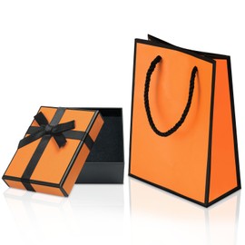 Aucuu Small Gift Box and Gift Bag, 9x7x3cm Jewellery Gift Box and Paper Gift Bag, Bow-knot Gift Boxes with Lid for Jewellery Rings Earrings Necklace Bracelet, for Gifts Weddings Birthdays Christmas