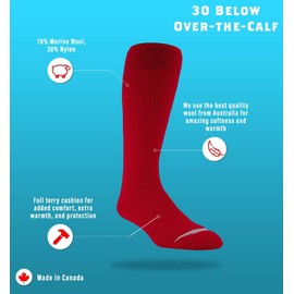 J.B. Field's Alpine -30 Below Winter Socks, Over-the-Calf Merino Wool Thermal Socks, 2 Pairs (Large) Navy