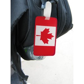 2 PCS Anti-Break Embroidered Canada Flag Luggage Tag,Embroidery Durable Woven Canadian Banner Label for Trunk Backpack Bag with Clear Belt