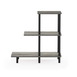 Furinno Turn-N-Tube 3-Tier Sofa Side Table Tall, French Oak Grey/Black