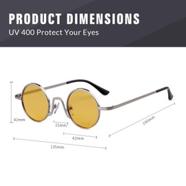 ADEWU Round Sunglasses Retro Circle Men Women Vintage Street Style Steampunk Metal Rim