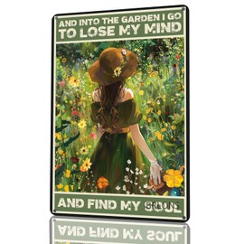BRLONS Metal Tin Sign 'Into The Garden I Go To Lose My Mind' - Alumium Sign Vintage Retro Wall Decor 8x12Inch