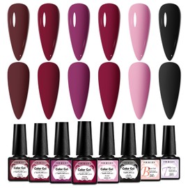 Four Lily Burgundy Red Gel Nail Polish Dark Red Pink Purple Gel Polish Soak Off UV Light Cure for Nail Art Salon DIY at Home Starter Manicure Salon 8 * 7ml