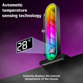 TGDGAMER ARGB GPU Support Bracket with Temperature Display，5V 3pin Universal GPU Bracket，Graphics Video Card Brace with Height Adjustable，DY7-Black