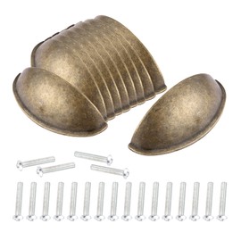 Yetaha 10PCS Vintage Alloy Shell Pulls Brushed Brass Cup Cabinet Kitchen Door Drawer Handles Furniture Knobs Chinese Dumplings Cupboard Antique Pull Handles, 80*30mm Antique Bronze
