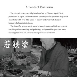 Premium Japanese Chopsticks Reusable 2prs Set [ Made in Japan ] Traditional Lacquer Art Wooden Chopsticks A (Golden Crane BK/RD(2KR001))