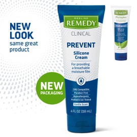 Medline Remedy Clinical Silicone Cream (4 oz Tube), 12 Count, Vanilla Scent, Breathable Film, Soothing, Moisturizing, Nourishing, Hydrating Skin Care, For Cracked, Chapped, Sensitive Skin