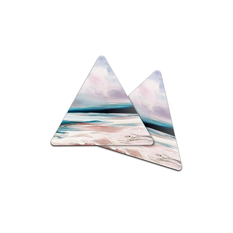 2 x Triangle Coasters - Ocean Beach Art Painting Cork