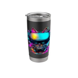 Virtual Reality Cat Funny For Men Women Kids VR Game Gamer Stainless Steel Insulated Tumbler