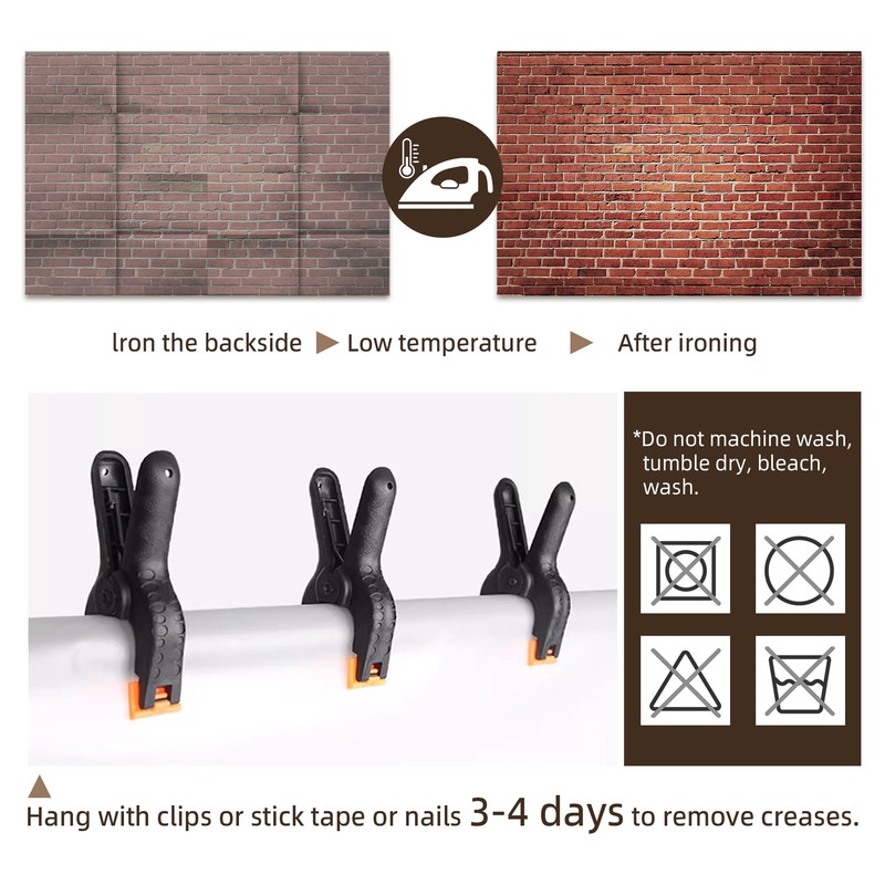 7x5 Ft Brick Wall Party Backdrop，Polyester Fabric Red Brick Sign