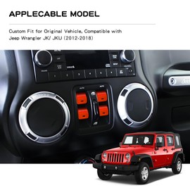 Polodunn Window Button Cover for 2012-2017 Jeep Wrangler JK & Unlimited Accessories, 4pcs Aluminum Alloy Center Console Windows Switch Covers Interior Trim Kit (Orange)