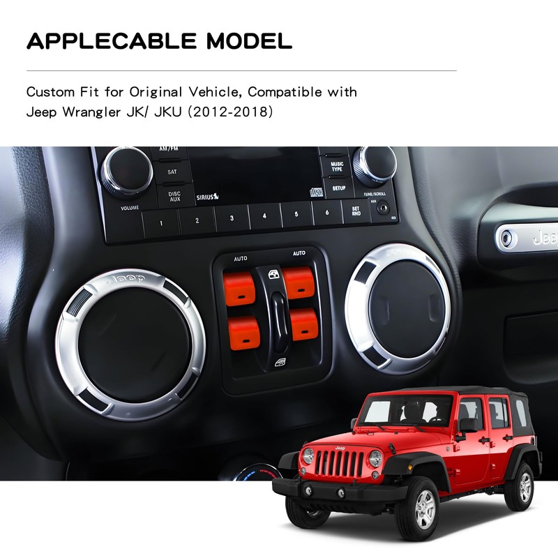 Polodunn Window Button Cover for 2012-2017 Jeep Wrangler JK &