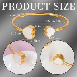 Eigso Women's Open Cuff Bracelets 2.5 mm Love Heart Pendant Charm Bracelets for Woman Man, Stainless Steel, No gemstone