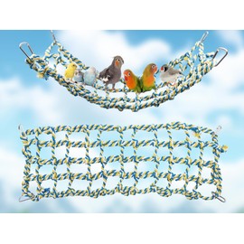 20 × 7 Inch Colorful Bird Rope Net, Rat Climbing Rope Net, Pet Hanging Hammock, Bird Ladder Rope Bridge, Small Animal Rope Net Toy, Cage Decor Accessories for Rat Hamster Bird Ferret